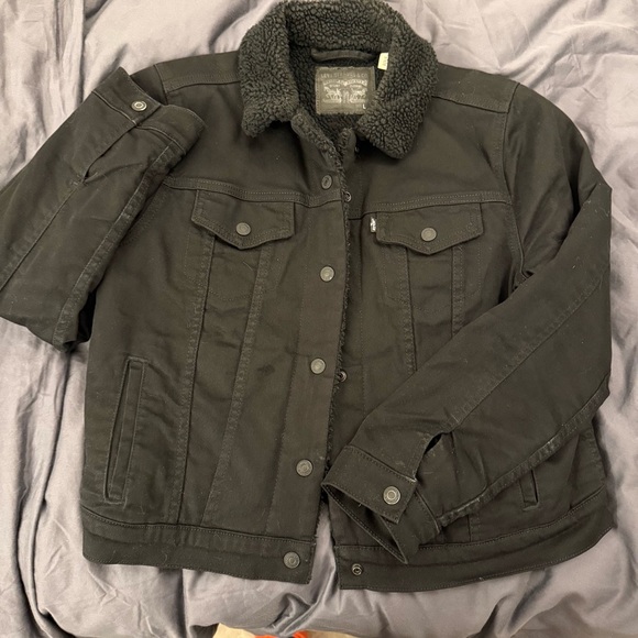 Levi's Women's Original Sherpa Trucker Jacket Black Size Large - Picture 1 of 9